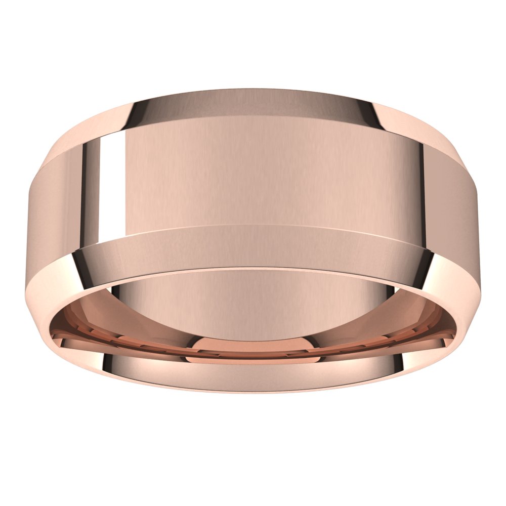 14K Rose 8 mm Lightweight Beveled-Edge Comfort-Fit Flat Band Size 9