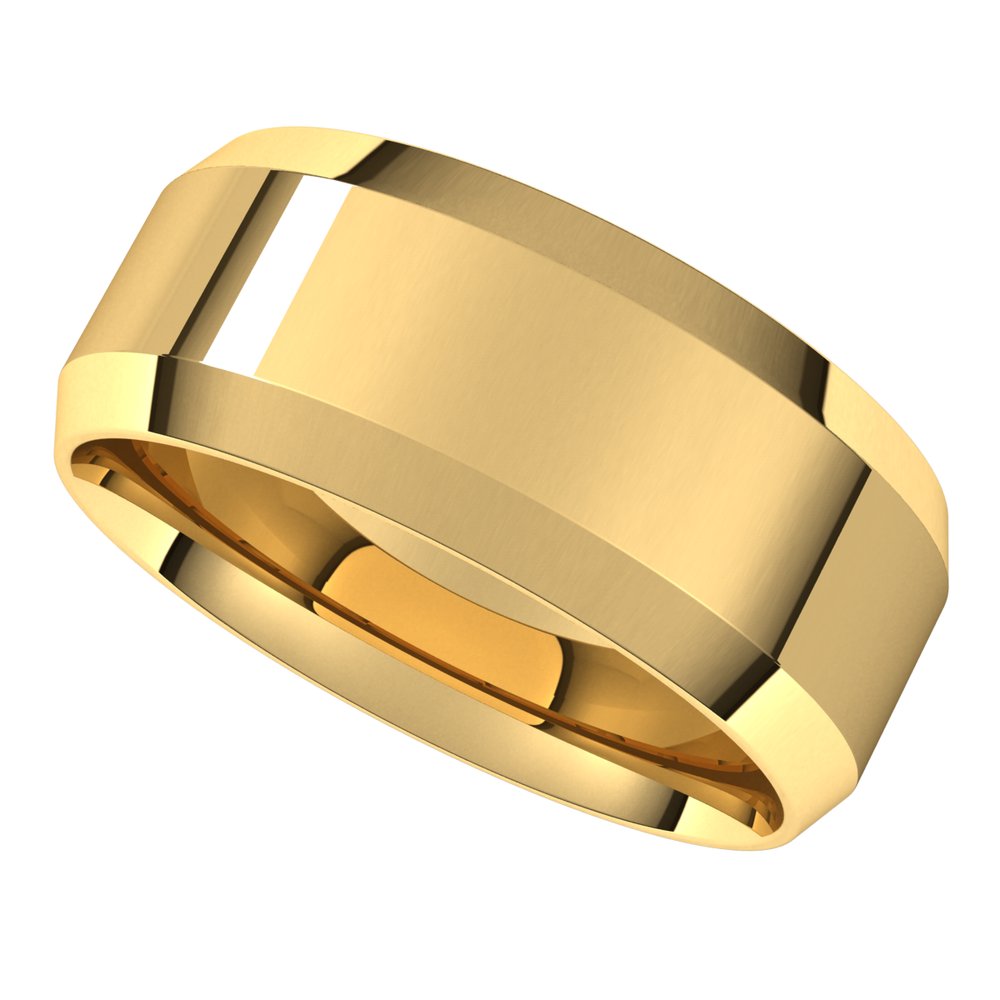 10K Yellow Gold 8 mm Lightweight Beveled-Edge Comfort-Fit Flat Band Size 10