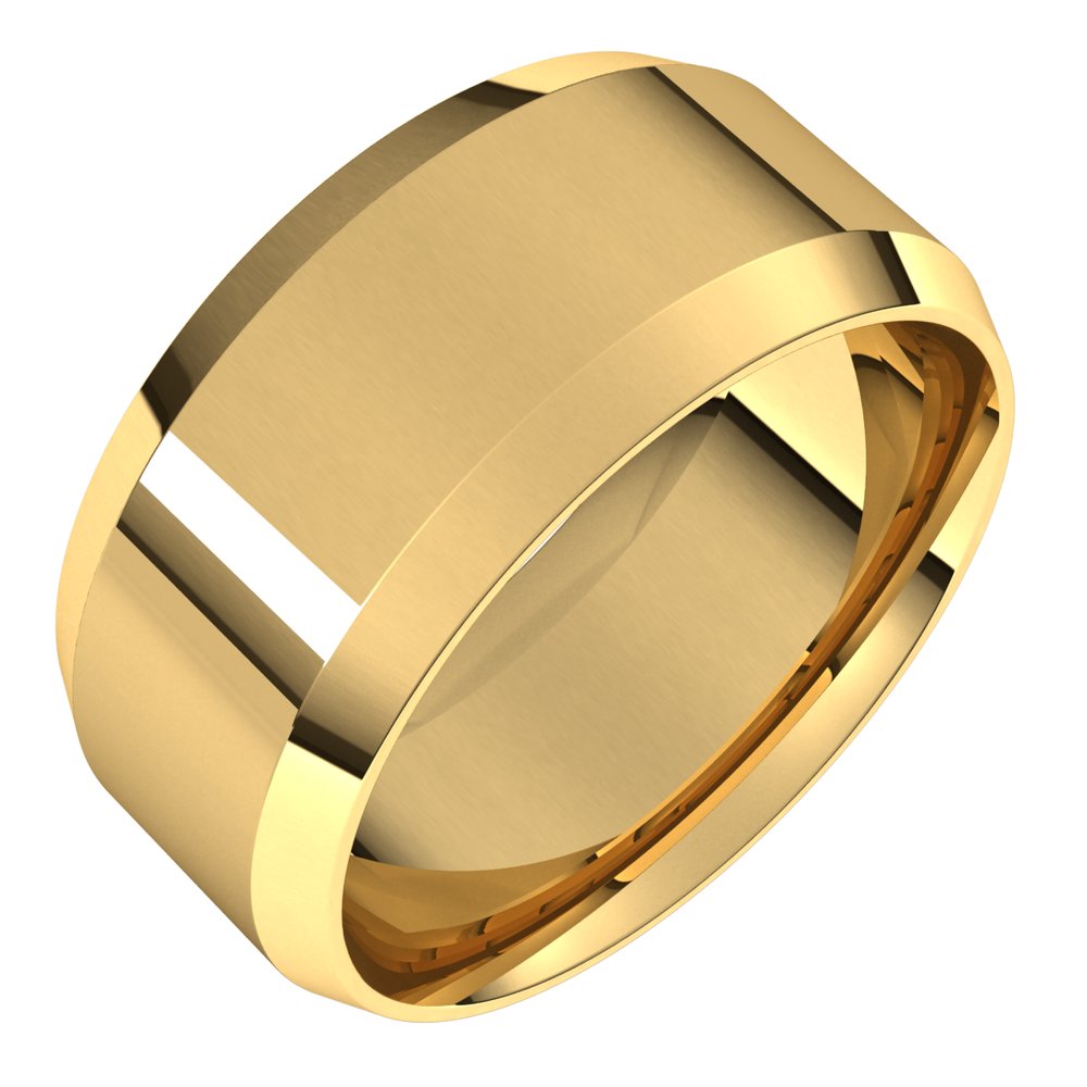 14K Yellow Gold 9 mm Lightweight Beveled-Edge Comfort-Fit Flat Band Size 13.5