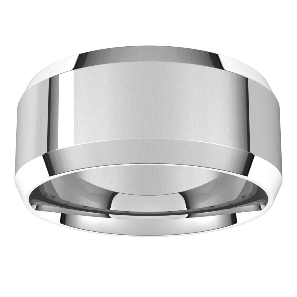 Platinum 9 mm Lightweight Beveled-Edge Comfort-Fit Flat Band Size 10.5