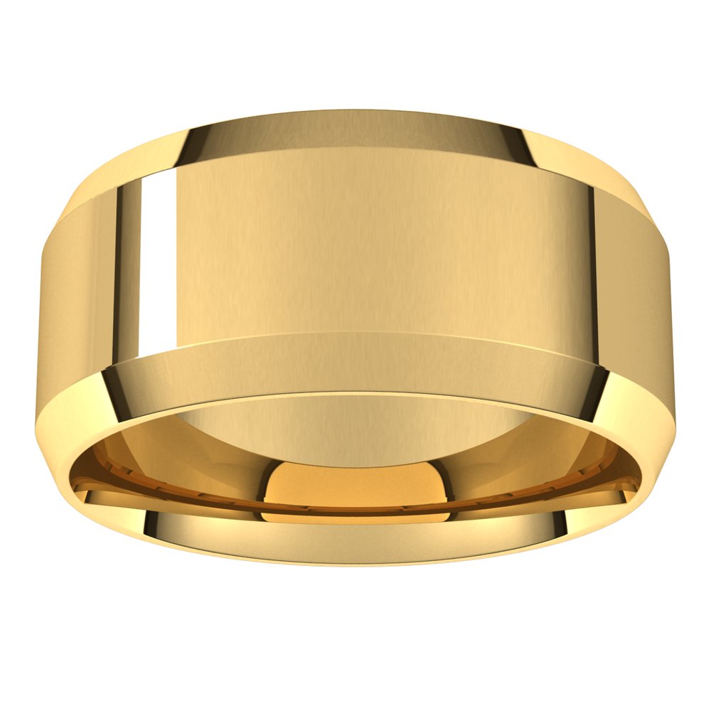 14K Yellow Gold 9 mm Lightweight Beveled-Edge Comfort-Fit Flat Band Size 13.5
