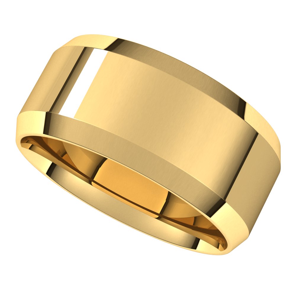 14K Yellow Gold 9 mm Lightweight Beveled-Edge Comfort-Fit Flat Band Size 13.5
