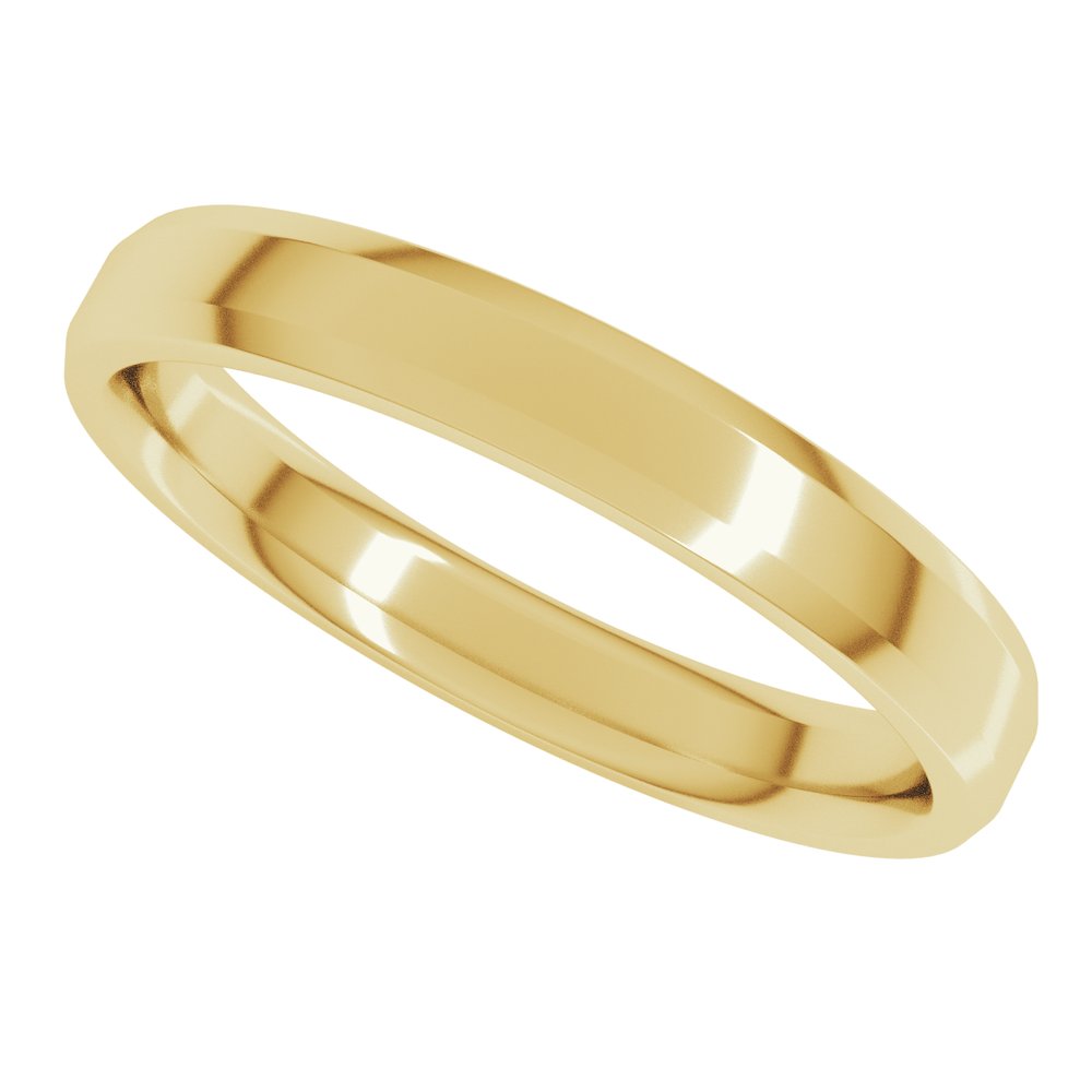 14K Yellow Gold 3 mm Lightweight Beveled-Edge Comfort-Fit Flat Band Size 6.5