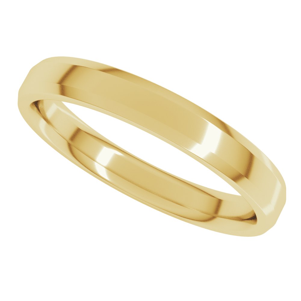 14K Yellow 3 mm Beveled Edge Comfort Fit Light Band Size 4