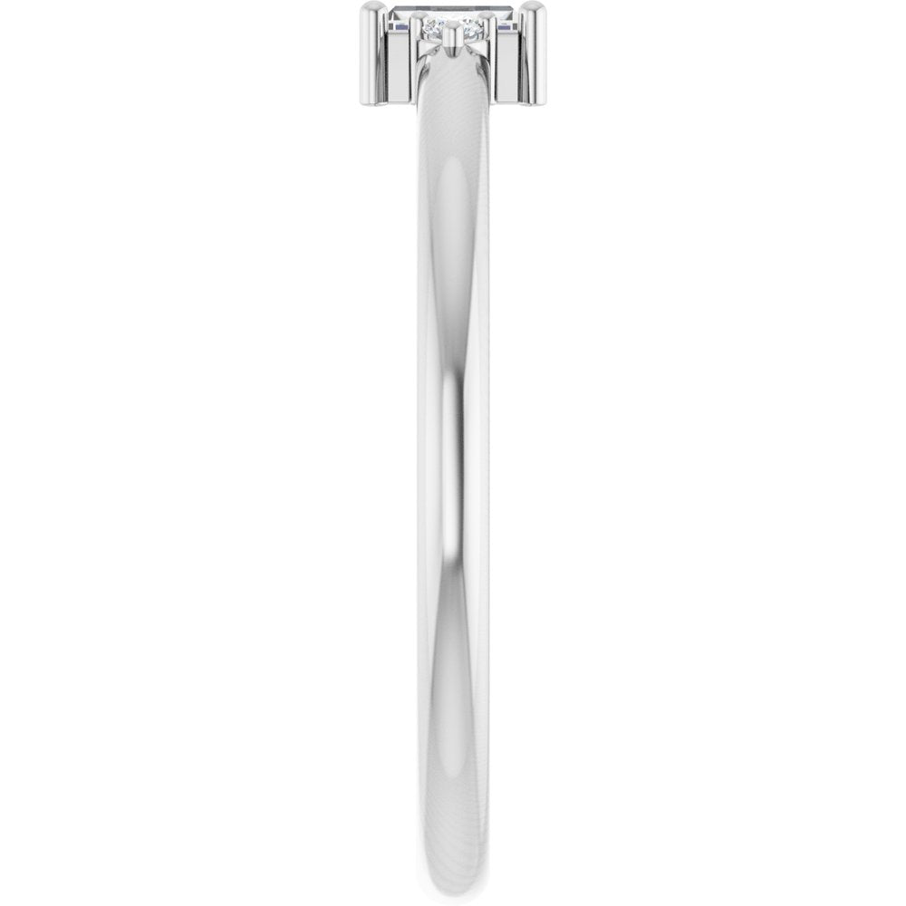 14K White .08 CTW Natural Diamond Stackable Ring