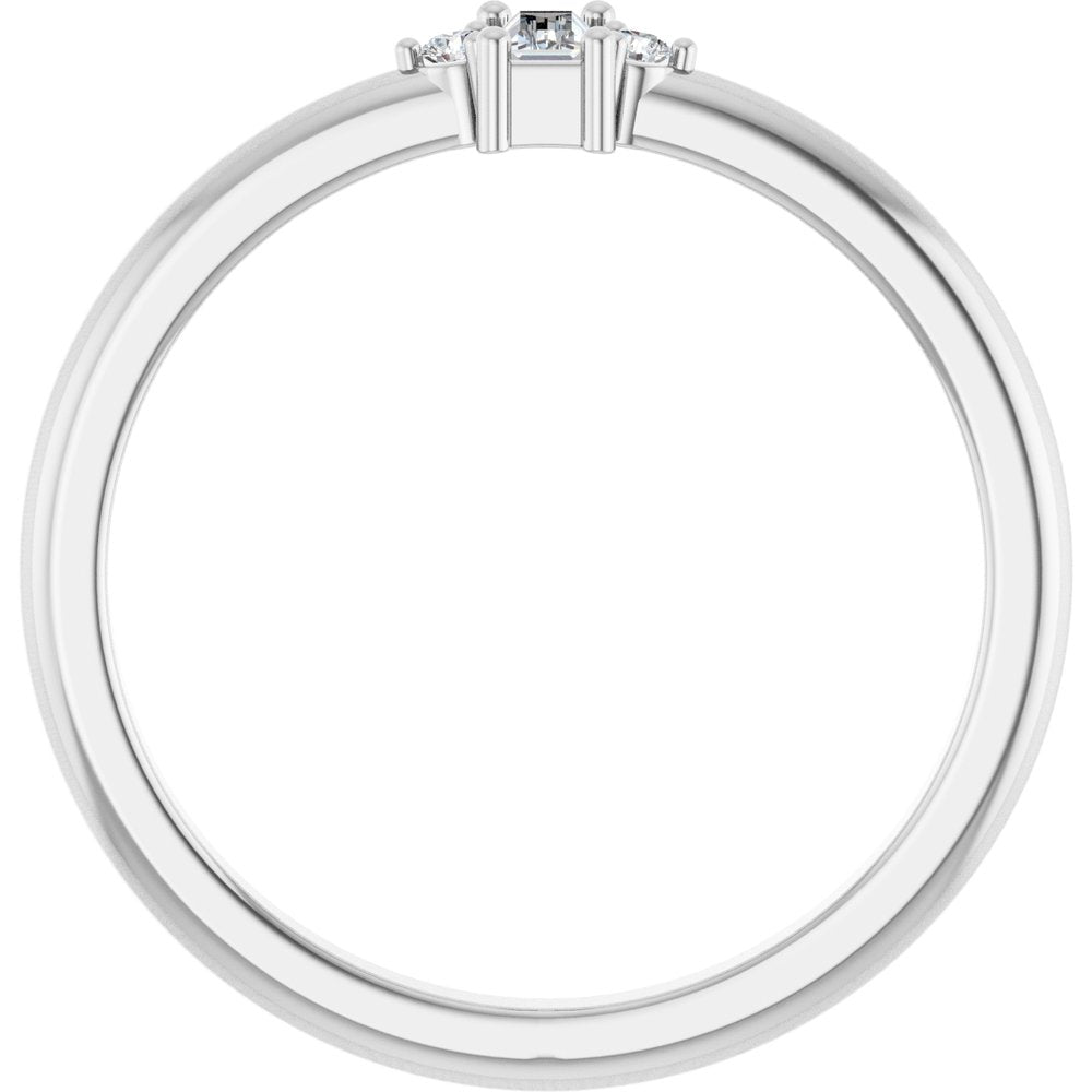 14K White .08 CTW Natural Diamond Stackable Ring