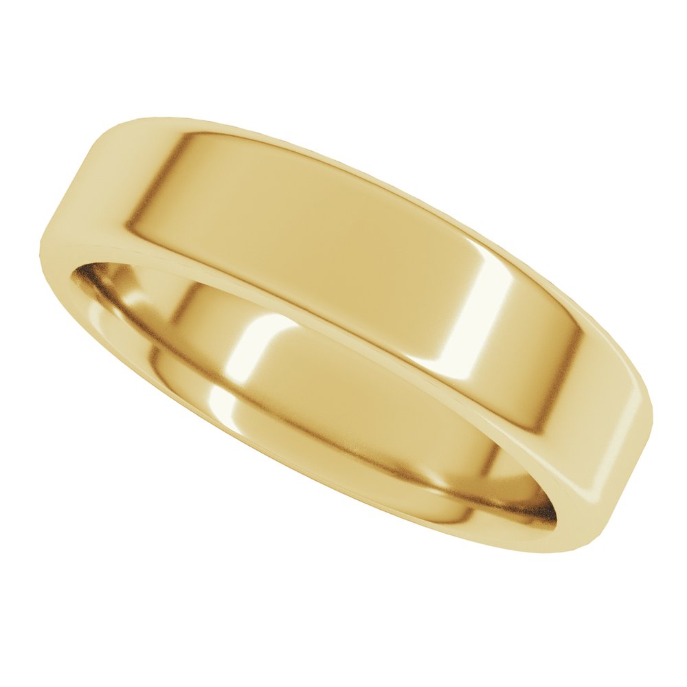 14K Yellow 5 mm Round-Edge Comfort-Fit Flat Band Size 10
