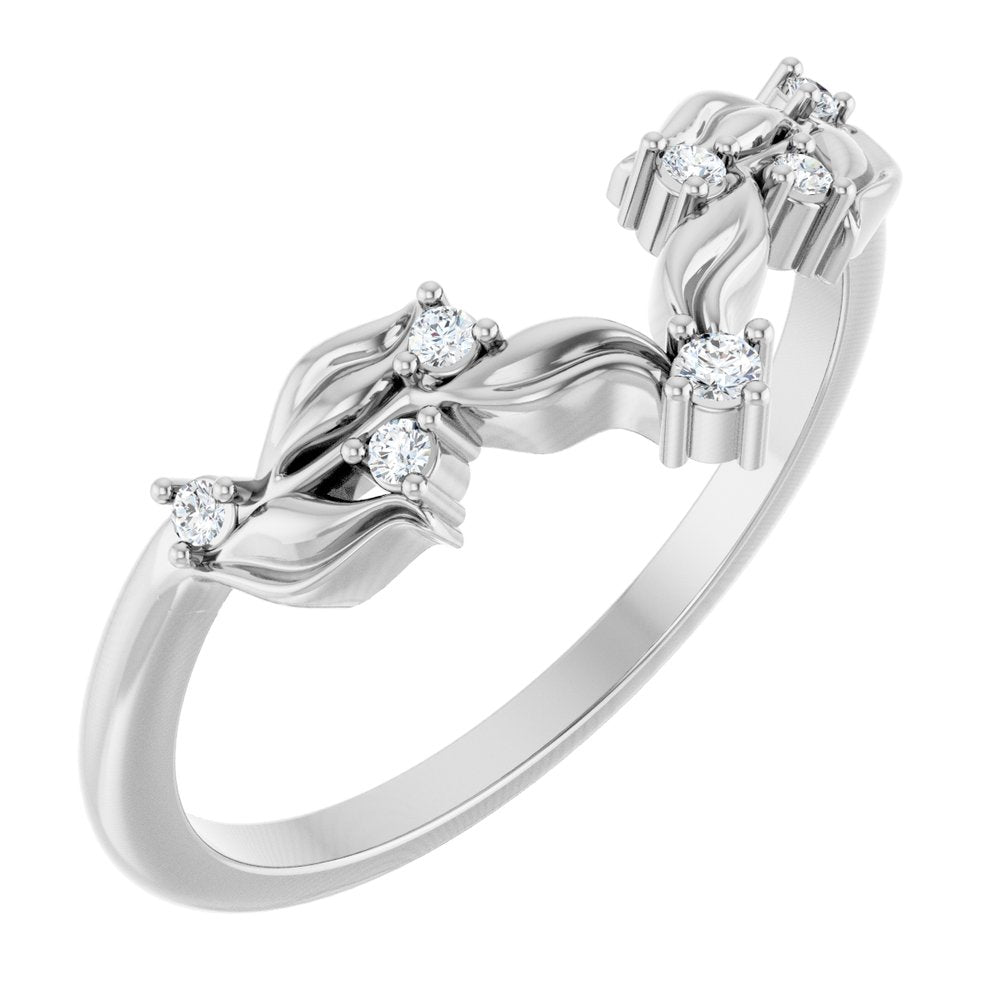 14K White Gold .05 CTW Natural Diamond Contour Band