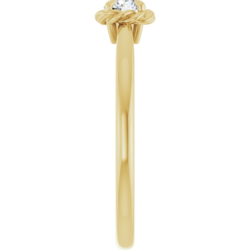 14K Yellow Gold 1/5 CT Natural Diamond Solitaire Rope Ring