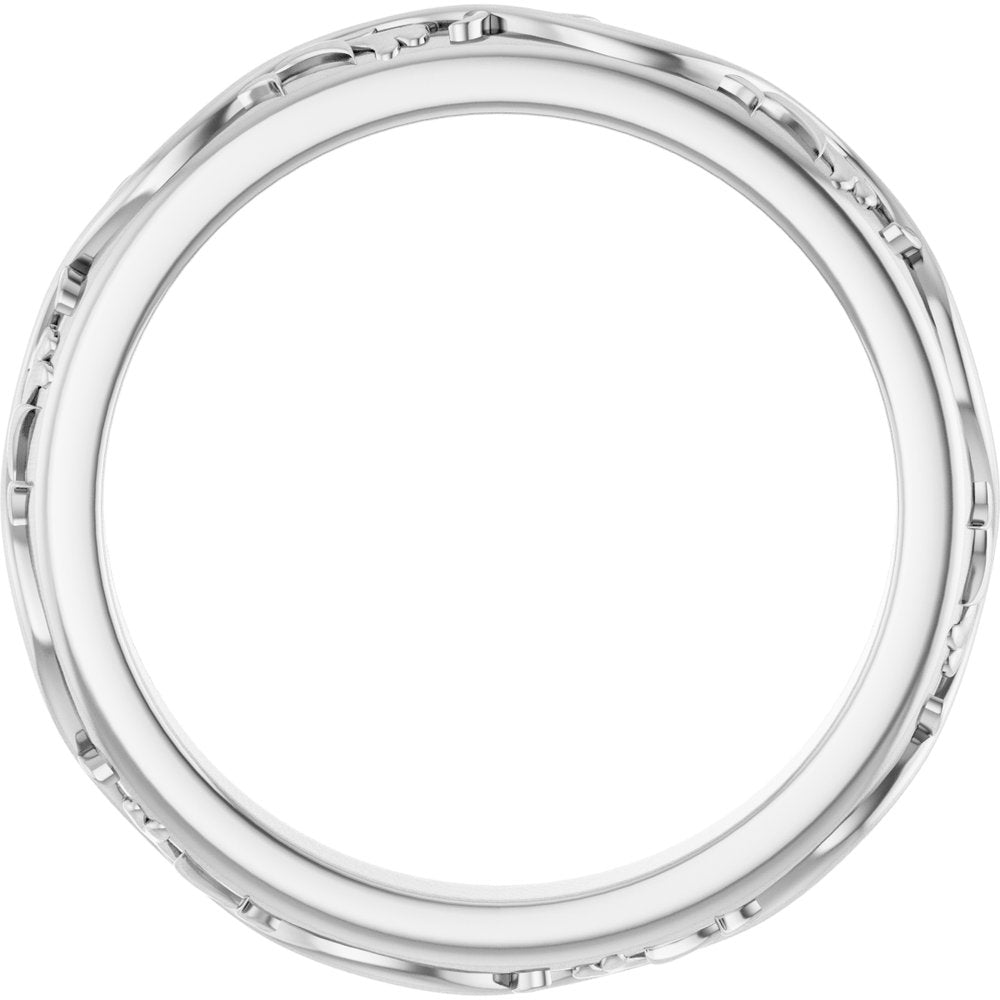 10K White 2.8 mm Sculptural Flat Band Size 7