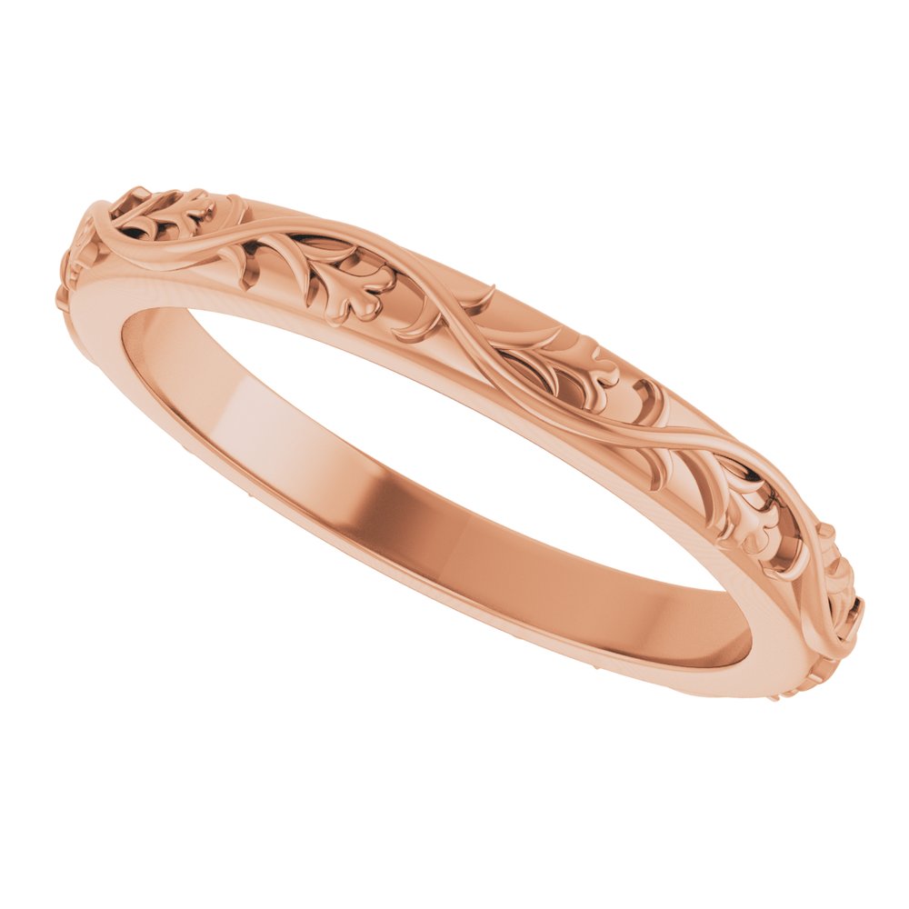 14K Rose Gold 2.5 mm Sculptural Flat Band Size 7