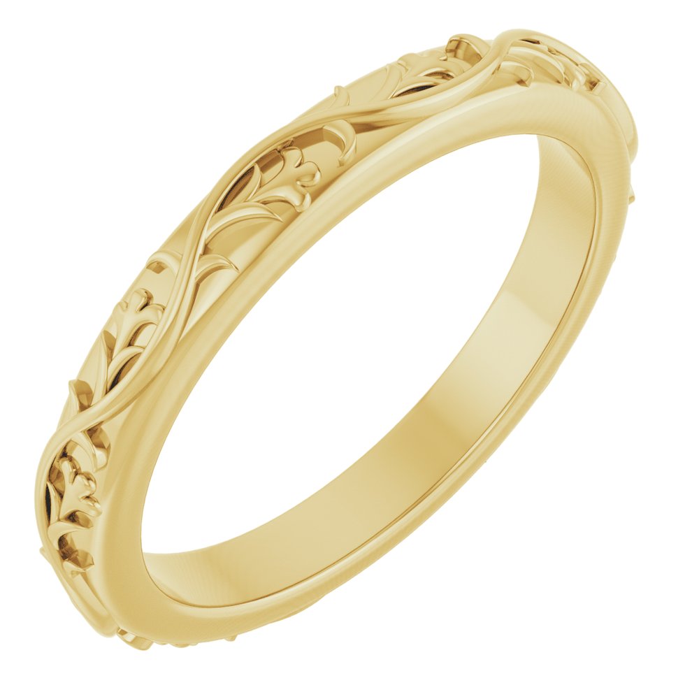 14K Yellow Gold 2.8 mm Sculptural Flat Band Size 7