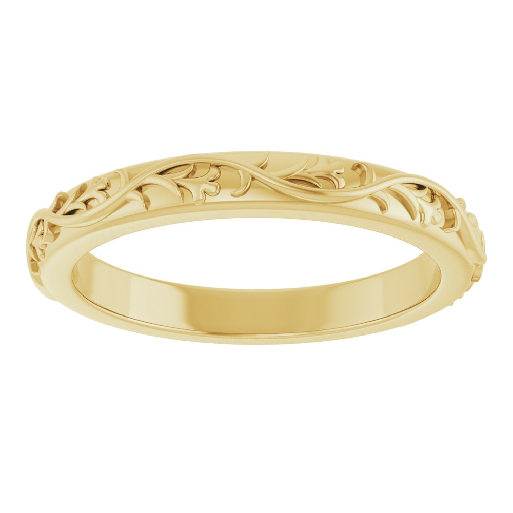 14K Yellow Gold 2.8 mm Sculptural Flat Band Size 7