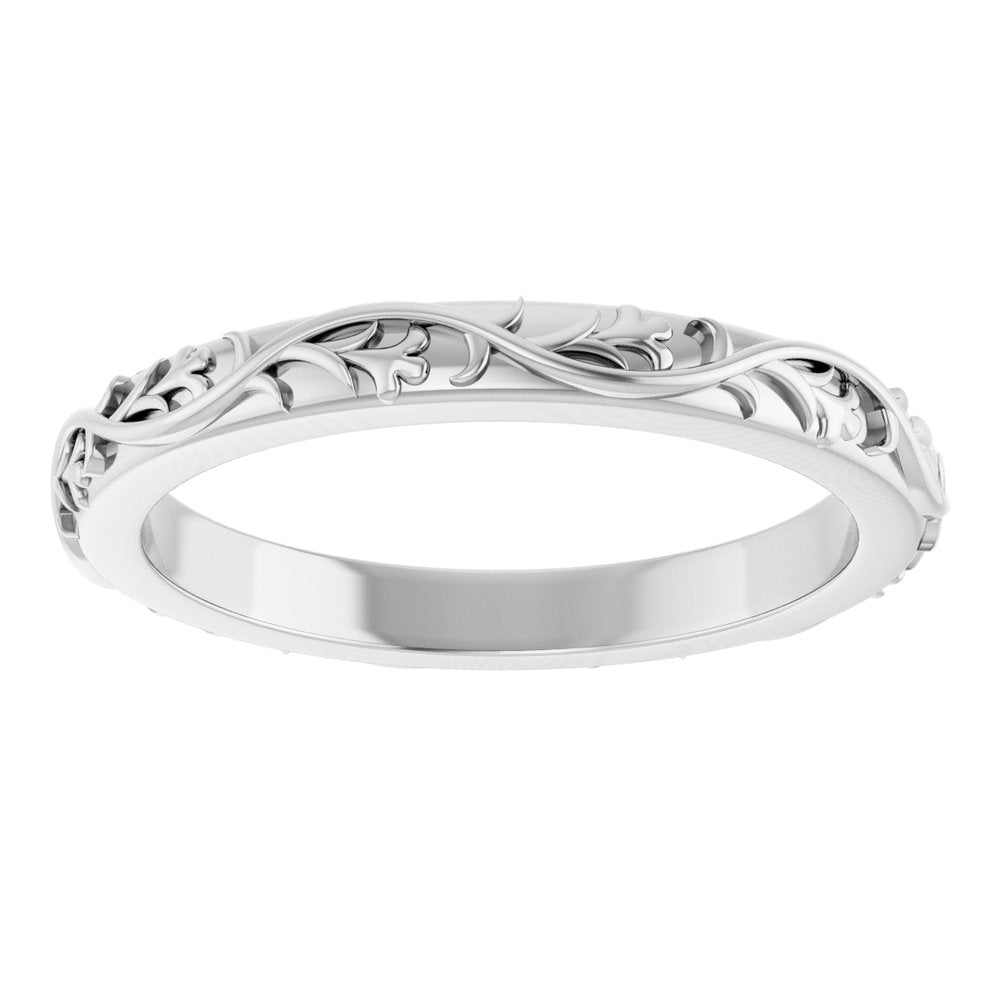 14K White Gold 2.5 mm Sculptural Flat Band Size 7