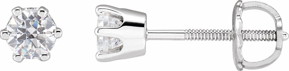 14K White Gold 4 mm Imitation White Cubic Zirconia Stud Earrings