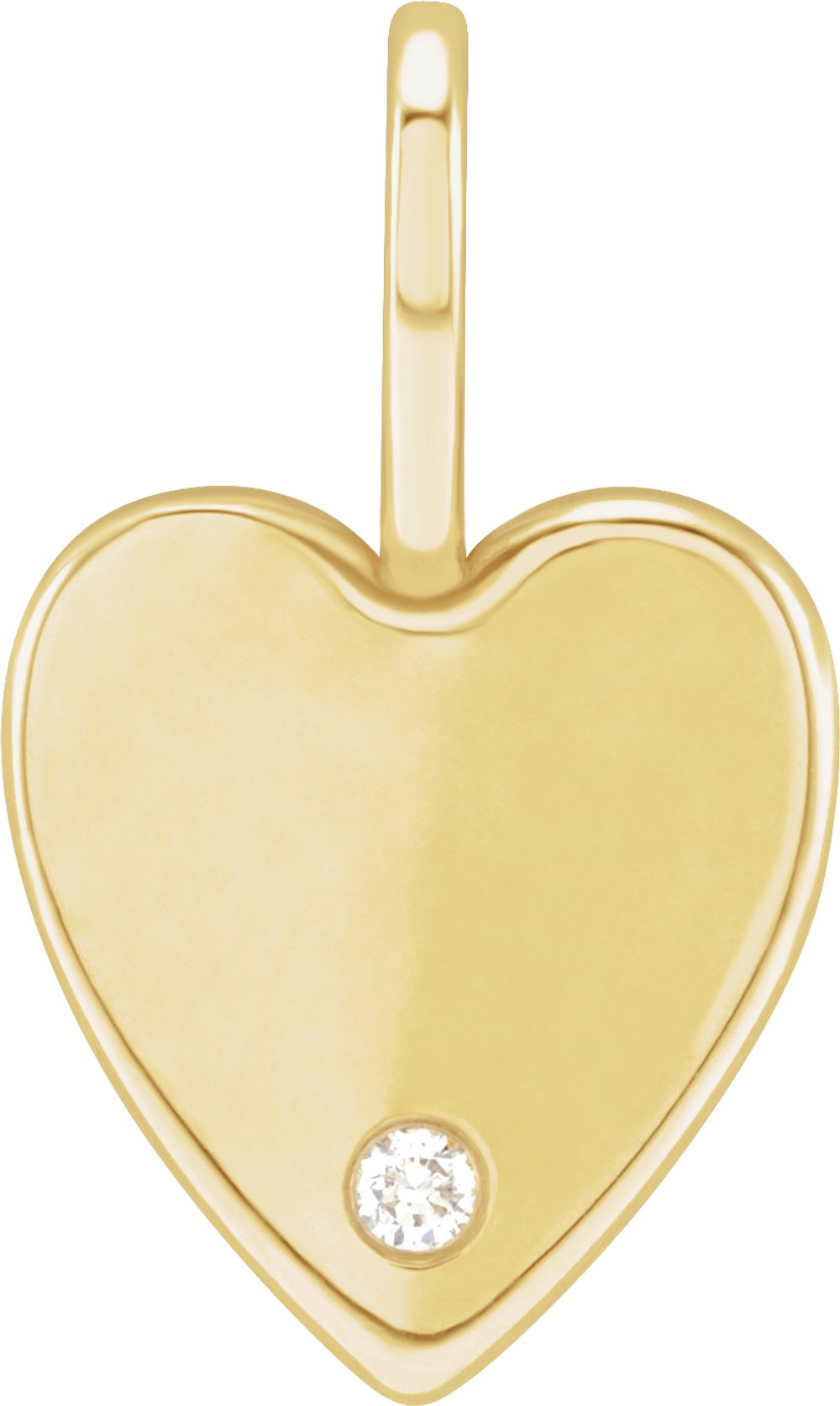 14K Yellow Gold .02 CT Natural Diamond Engravable Heart Charm/Pendant