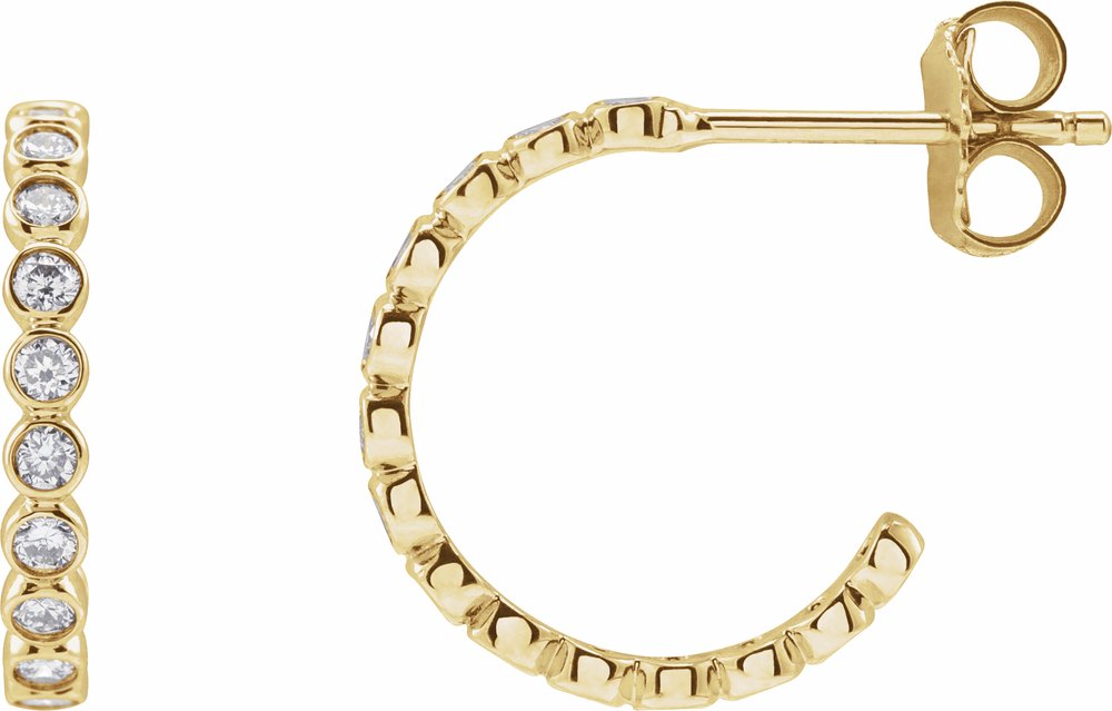 14K Yellow Gold 3/8 CTW Lab-Grown Diamond 14 mm Hoop Earrings