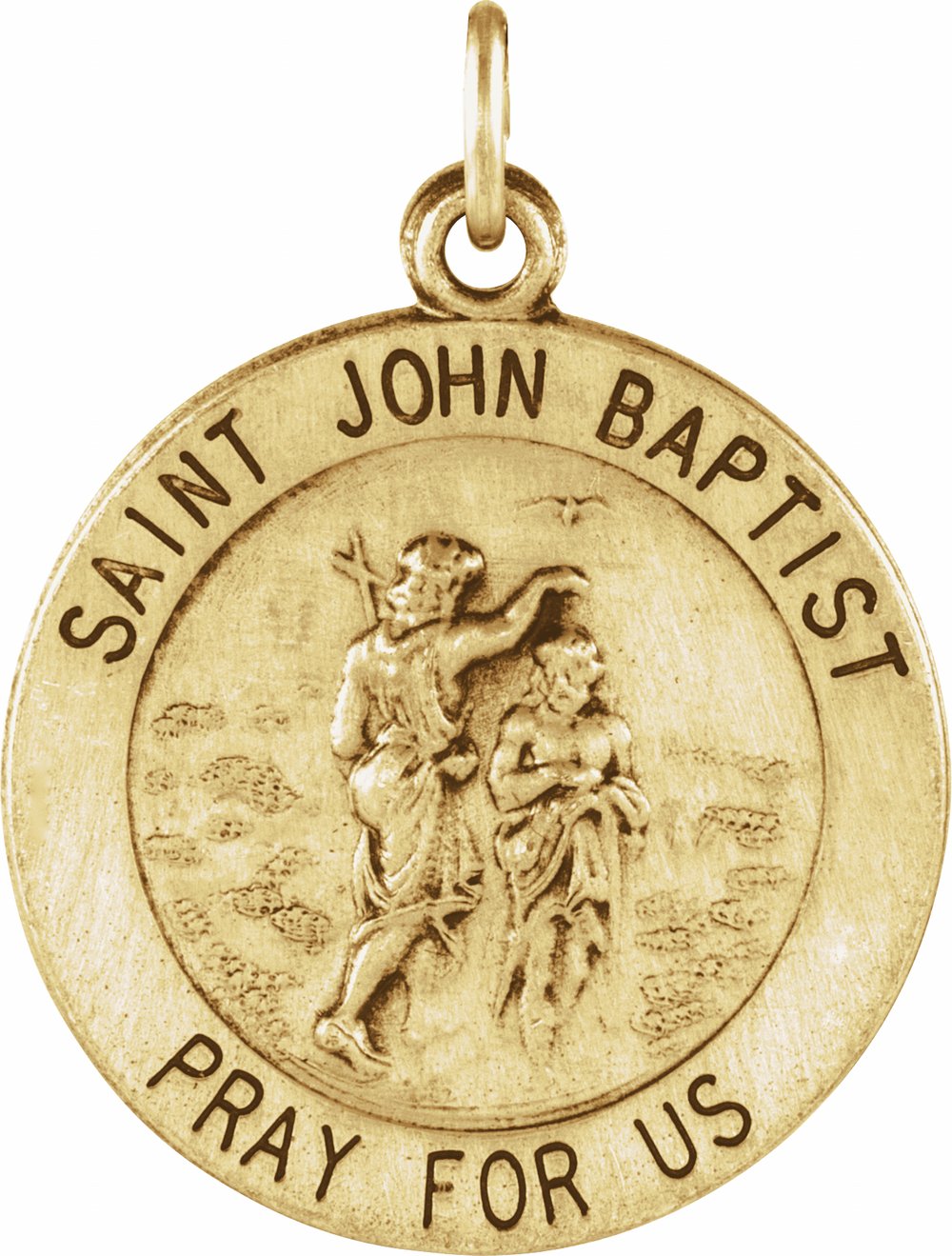 14K Yellow 22 mm Round St. John the Baptist Medal