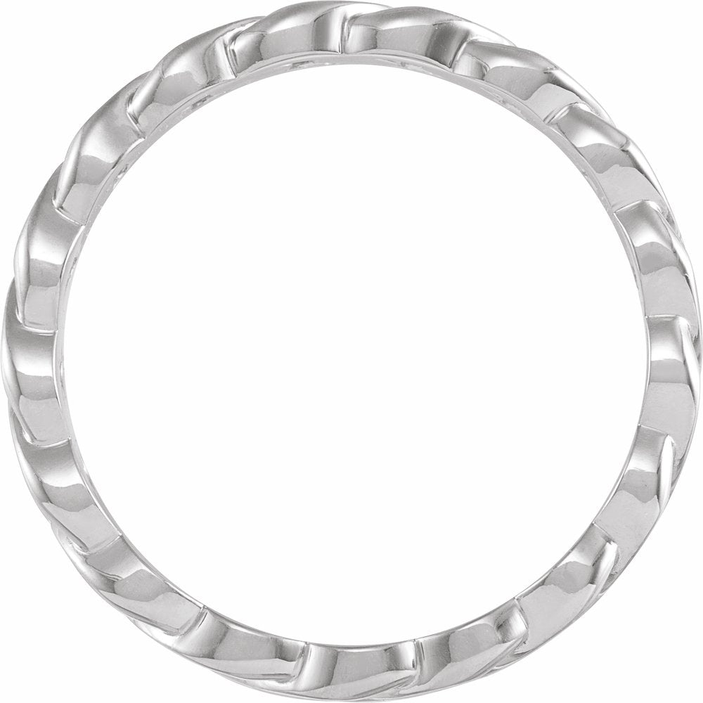14K White Gold 6.5 mm Chain Link Wedding Band Size 7