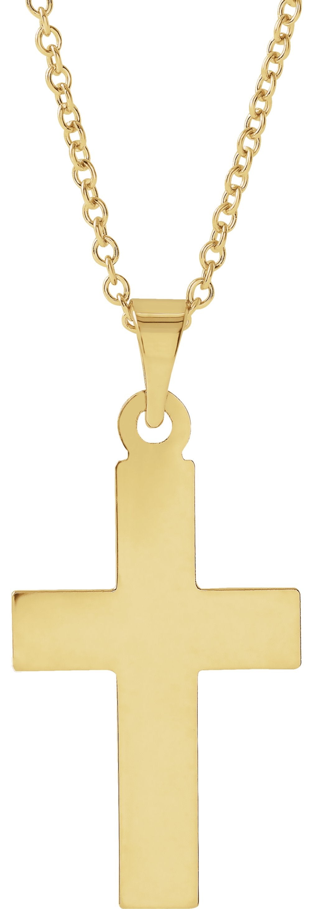 14K Yellow Gold Engravable Cross 18" Necklace