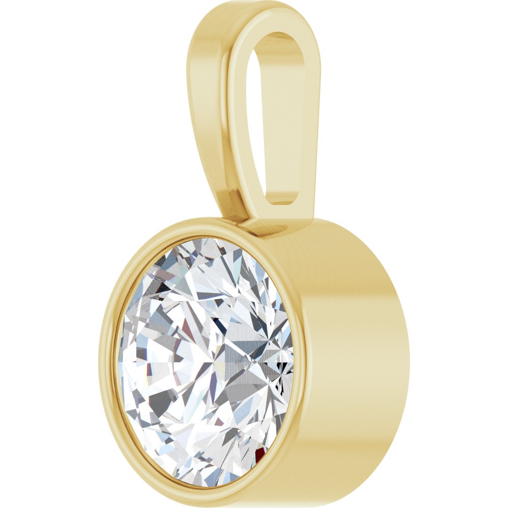 14K Yellow Gold 5/8 CT Lab-Grown Diamond Bezel-Set Solitaire Pendant