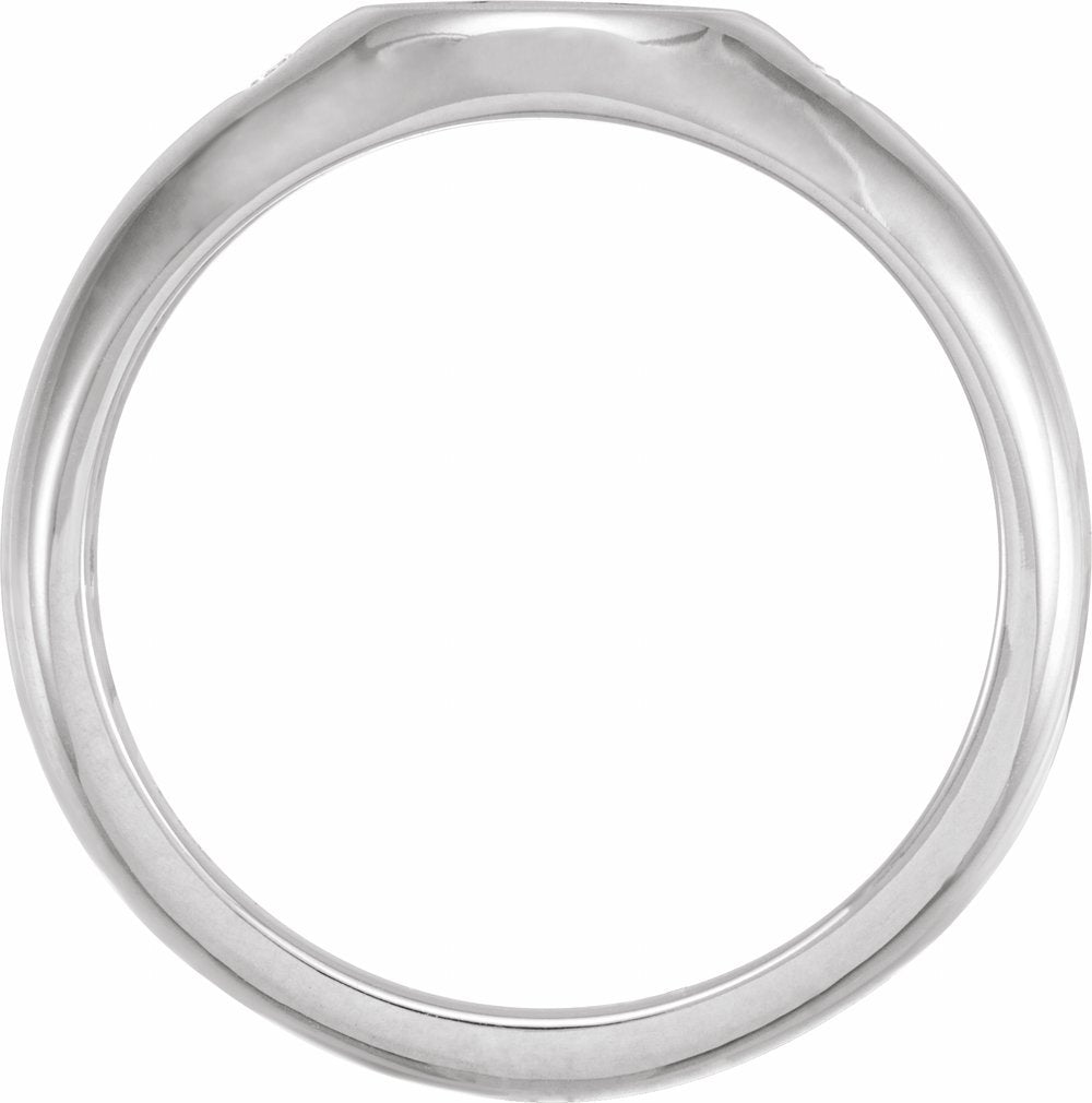14K White Gold .06 CTW Natural Diamond 8.6 mm Round Signet Ring