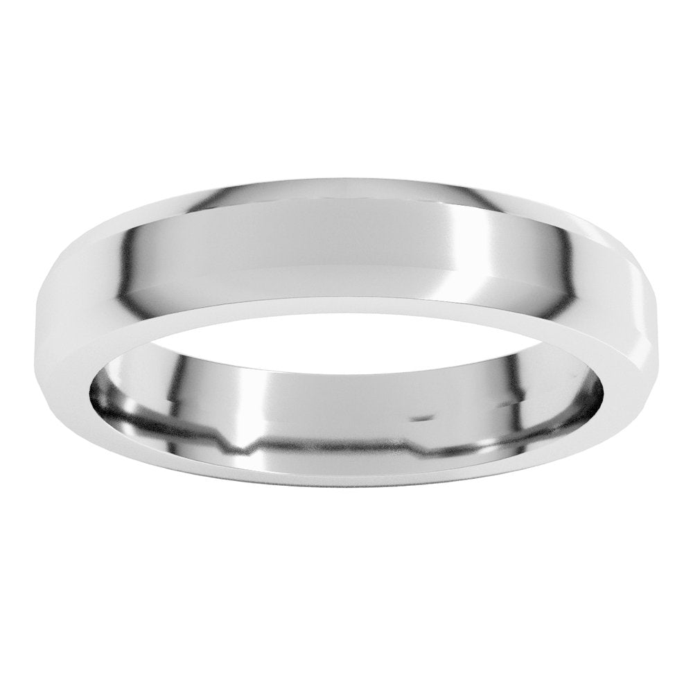 14K White 4 mm Beveled-Edge Flat Band Size 7