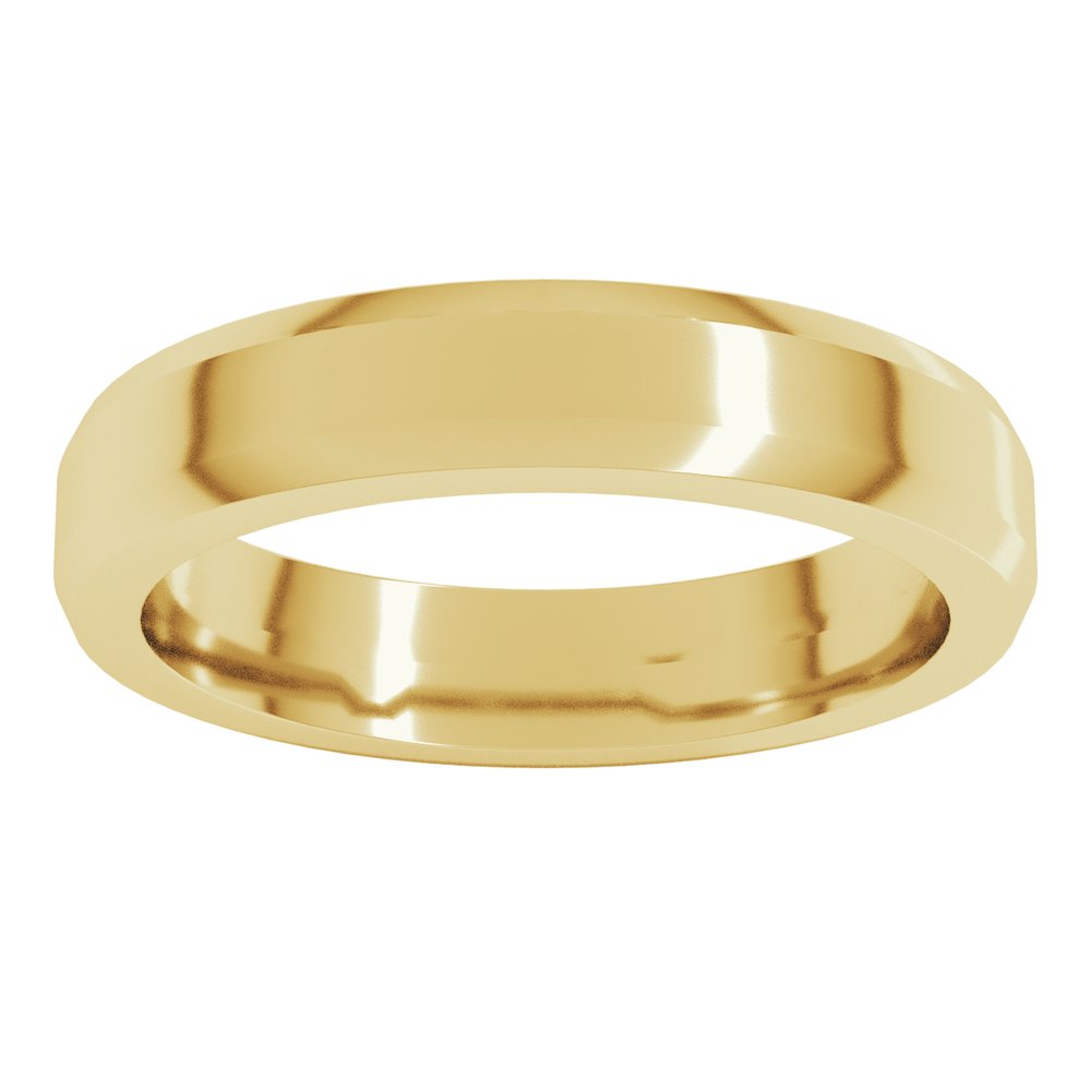 18K Yellow Gold 4 mm Beveled-Edge Flat Band Size 6