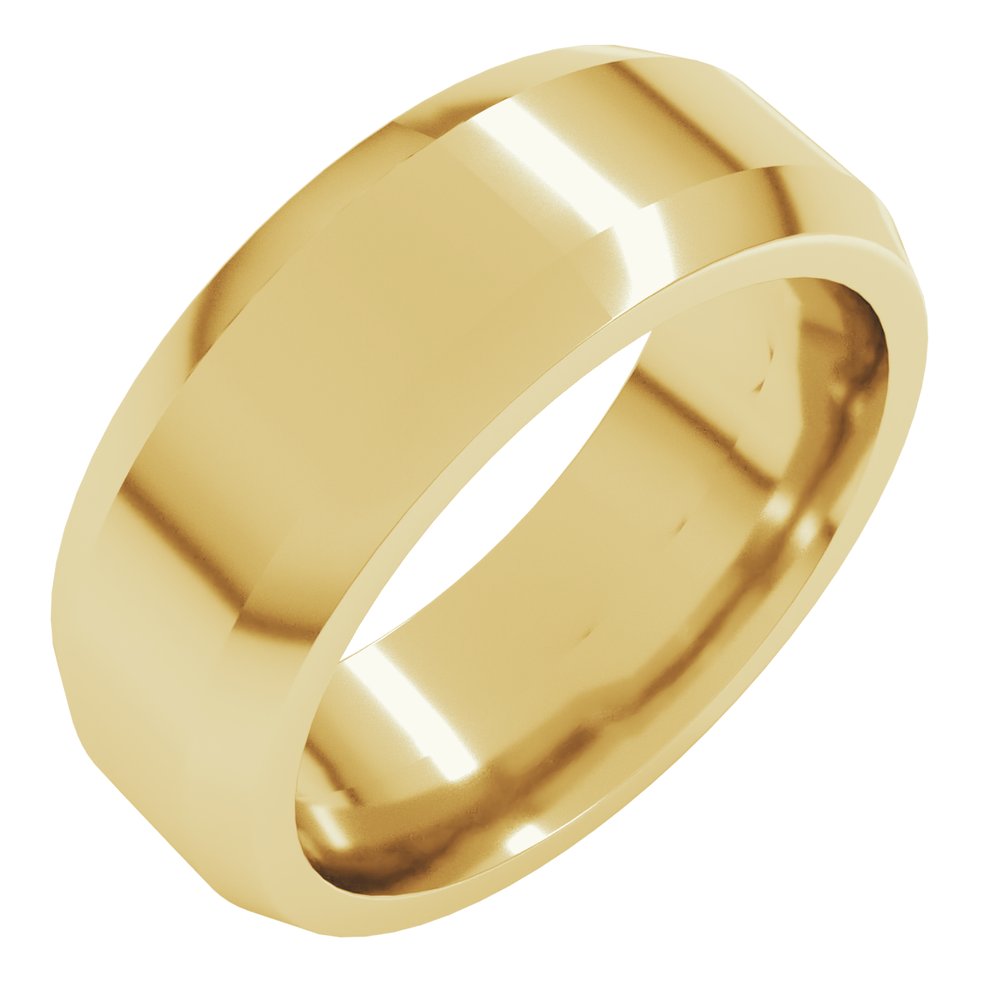 14K Yellow Gold 7 mm Beveled-Edge Flat Band Size 8