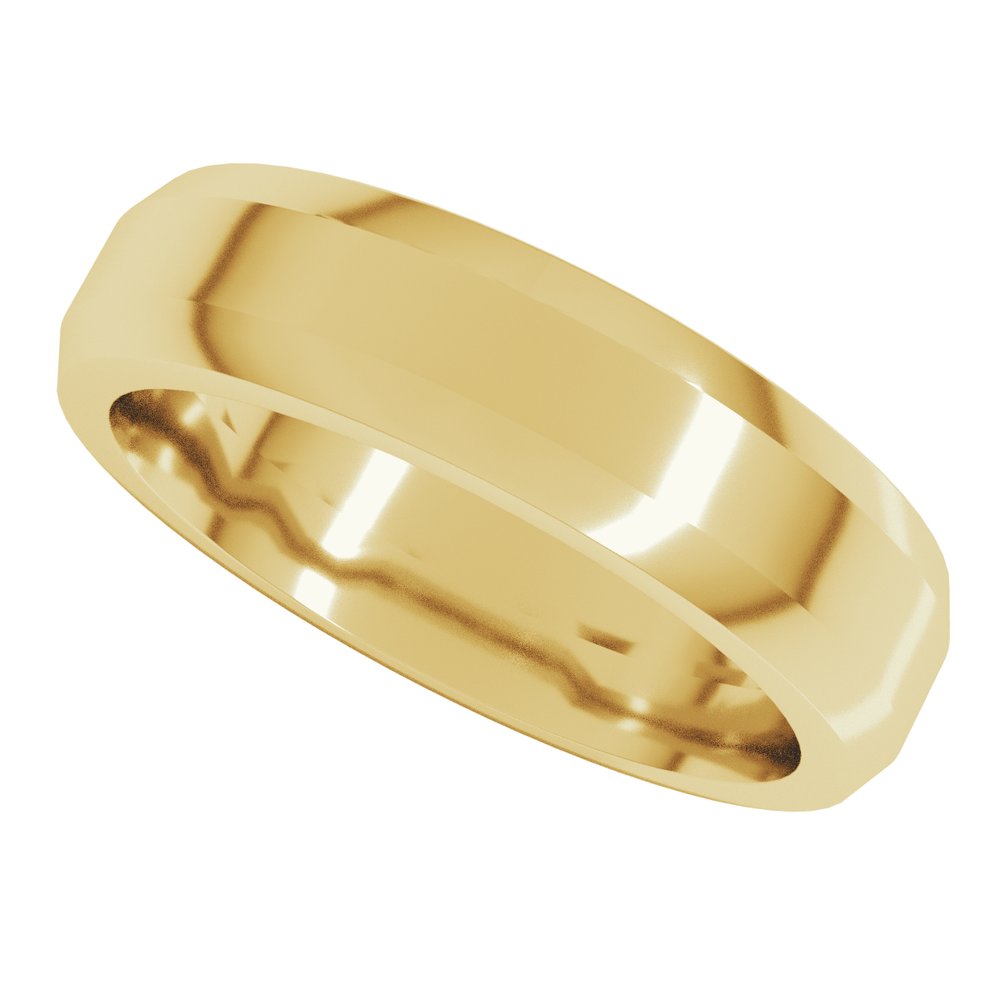 14K Yellow Gold 5 mm Beveled-Edge Flat Band Size 8.5