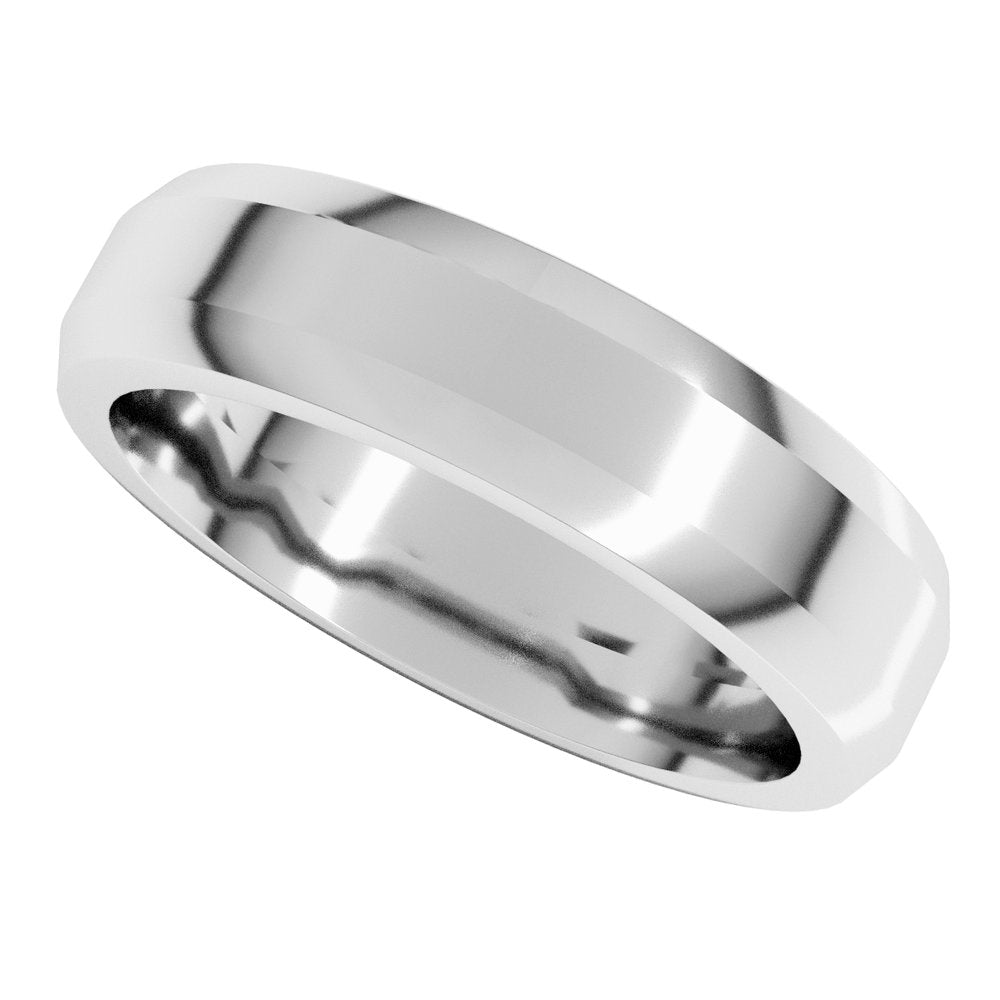 10K White Gold 5 mm Beveled-Edge Flat Band Size 9.5