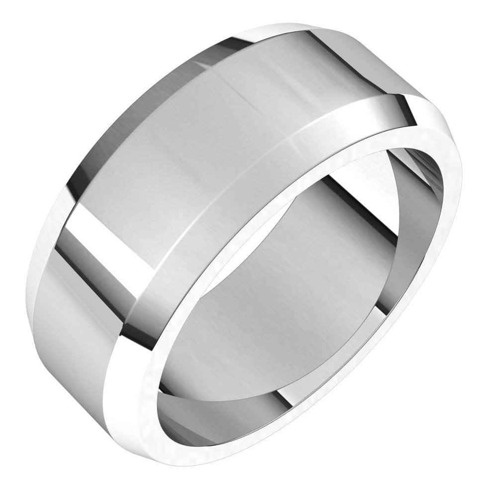 Sterling Silver 8 mm Beveled-Edge Flat Band Size 7