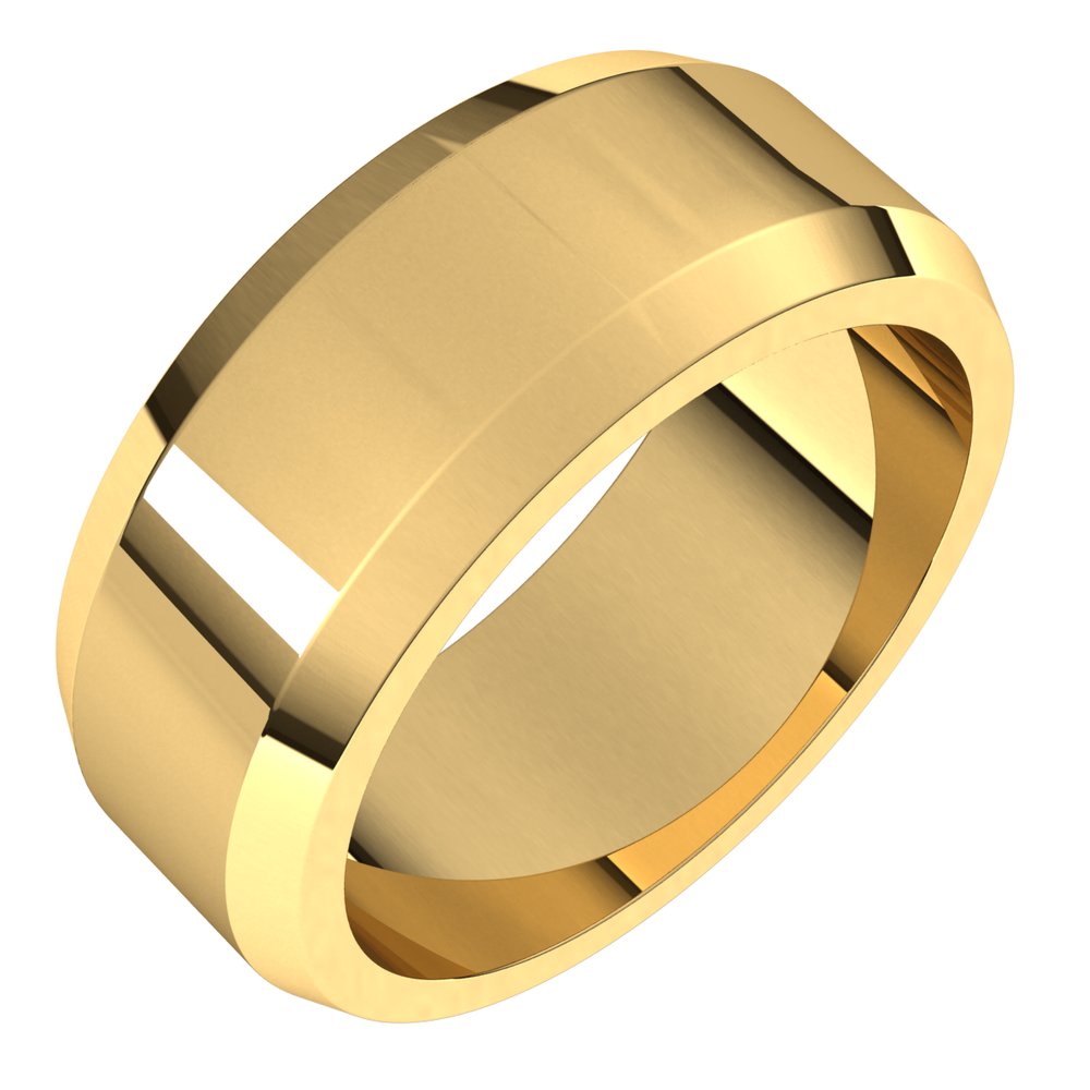 14K Yellow Gold 8 mm Beveled-Edge Flat Band Size 7.5