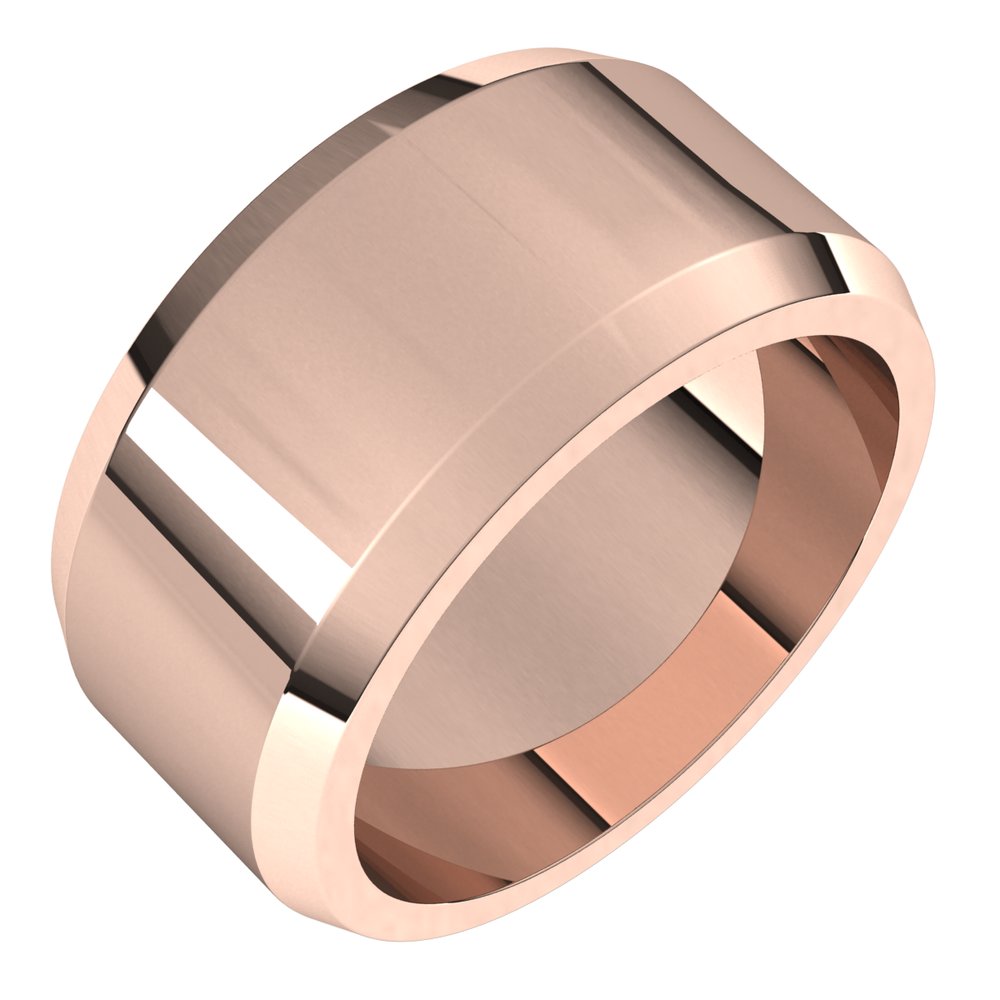 14K Rose Gold 10 mm Beveled-Edge Flat Band Size 11