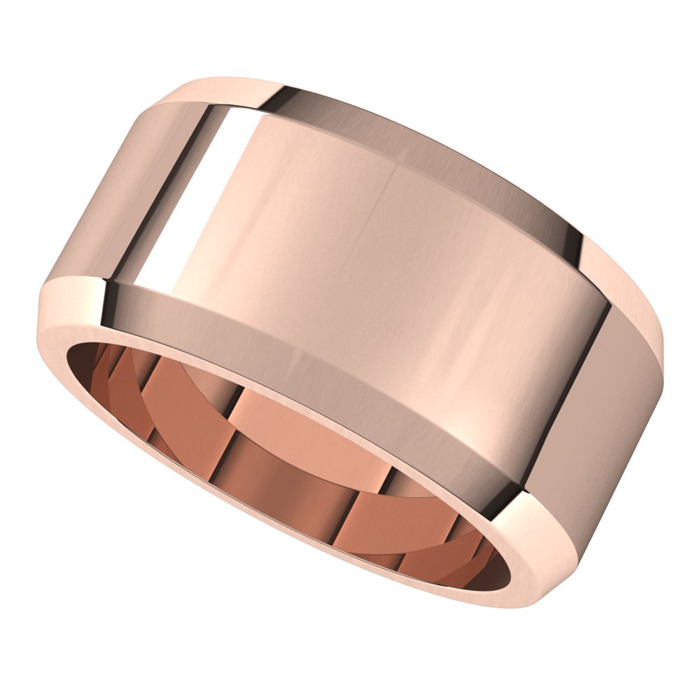 14K Rose Gold 10 mm Beveled-Edge Flat Band Size 11