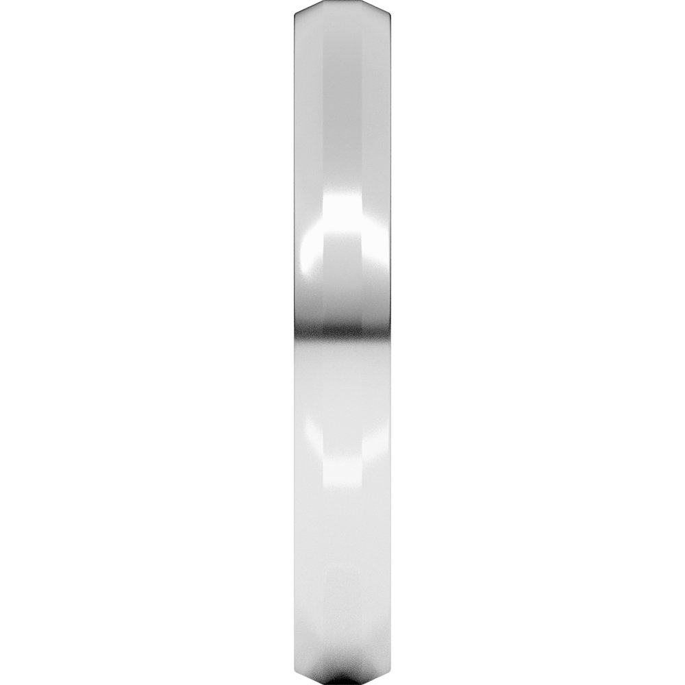 14K X1 White Gold 3 mm Beveled-Edge Flat Band Size 18