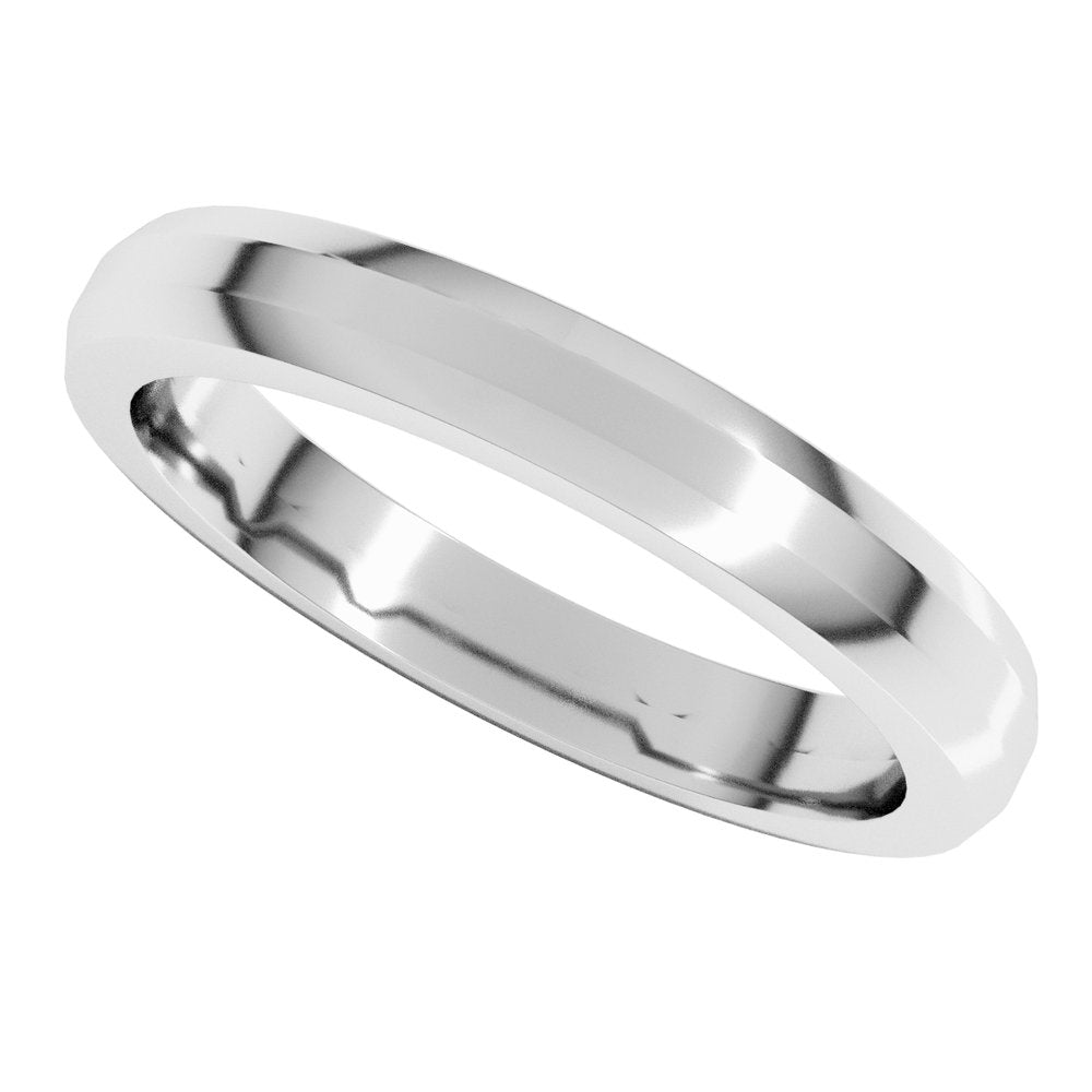 14K White 3 mm Beveled-Edge Flat Band Size 7