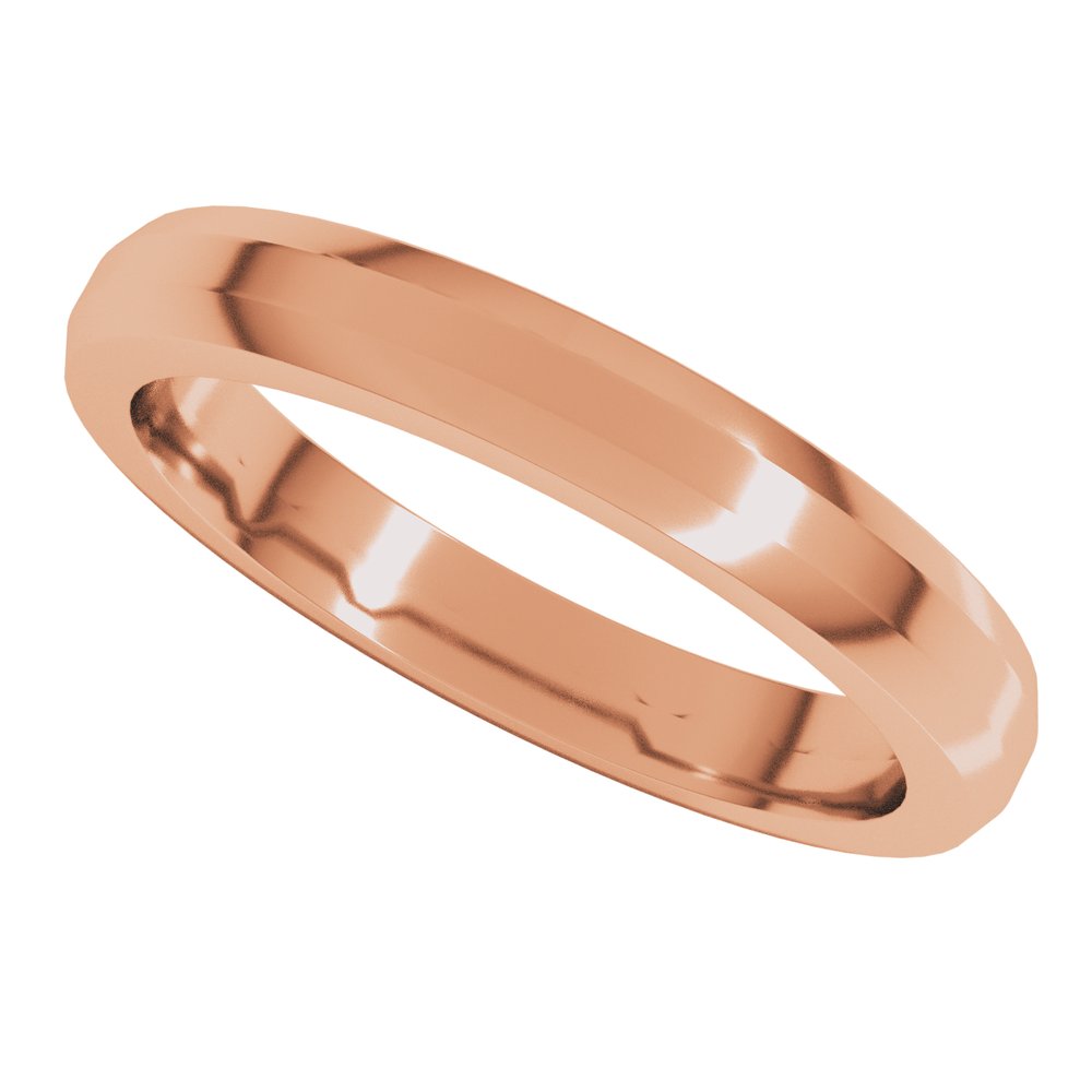 18K Rose Gold 3 mm Beveled-Edge Flat Band Size 7