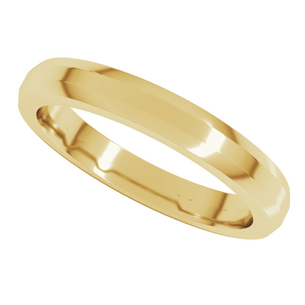 14K Yellow 3 mm Beveled-Edge Flat Band Size 7
