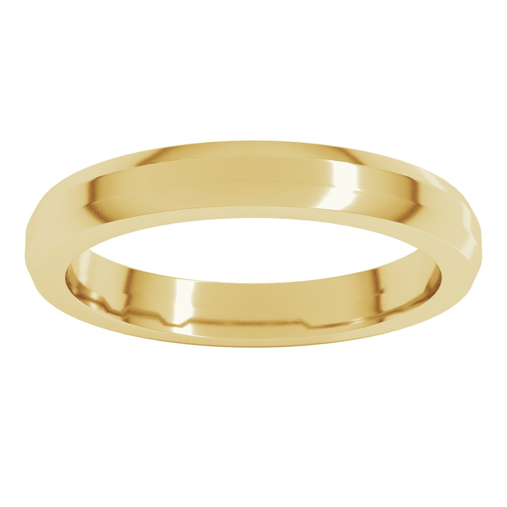 18K Yellow Gold 3 mm Beveled-Edge Flat Band Size 6