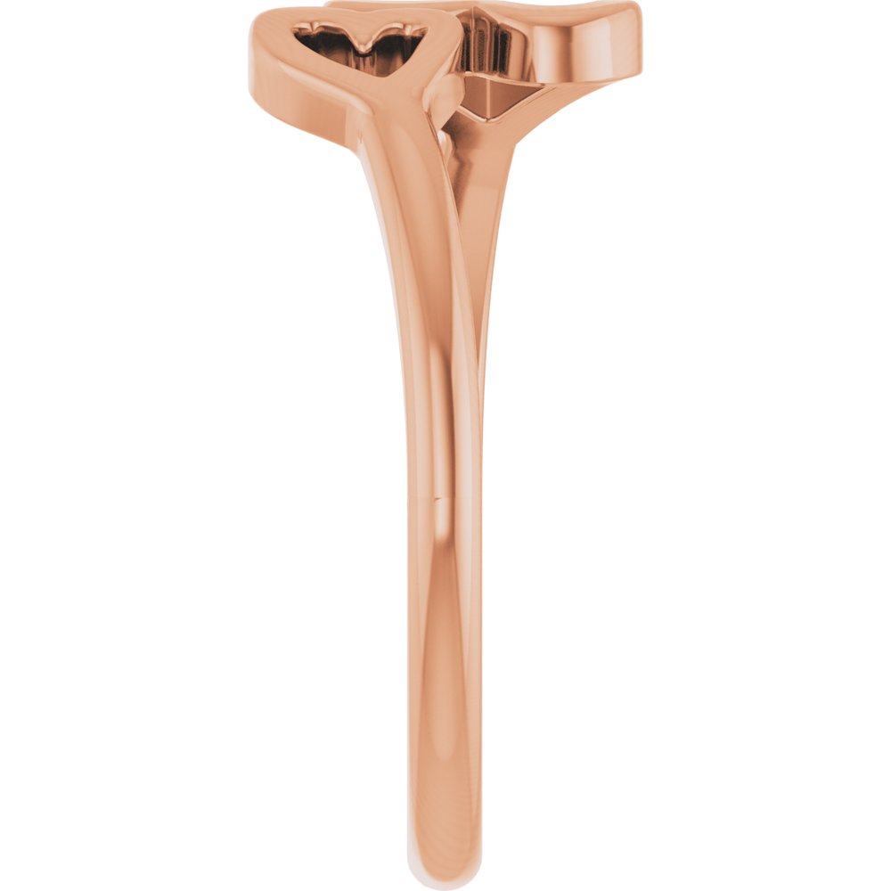 14K Rose Double Heart Ring