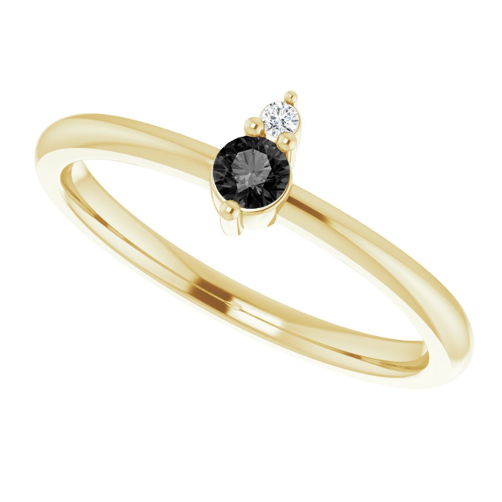 14K Yellow Gold Natural Black Onyx & .015 CT Natural Diamond Ring