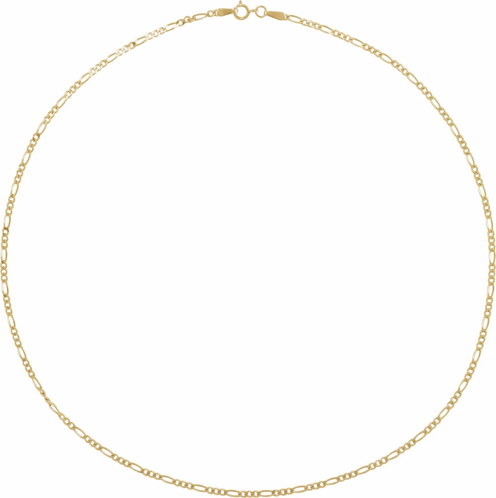 14K Yellow 1.9 mm Diamond-Cut Figaro 18" Chain