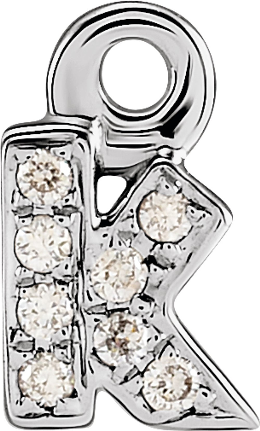 14K White Petite Pavé™ .02 CTW Natural Diamond Initial K Dangle