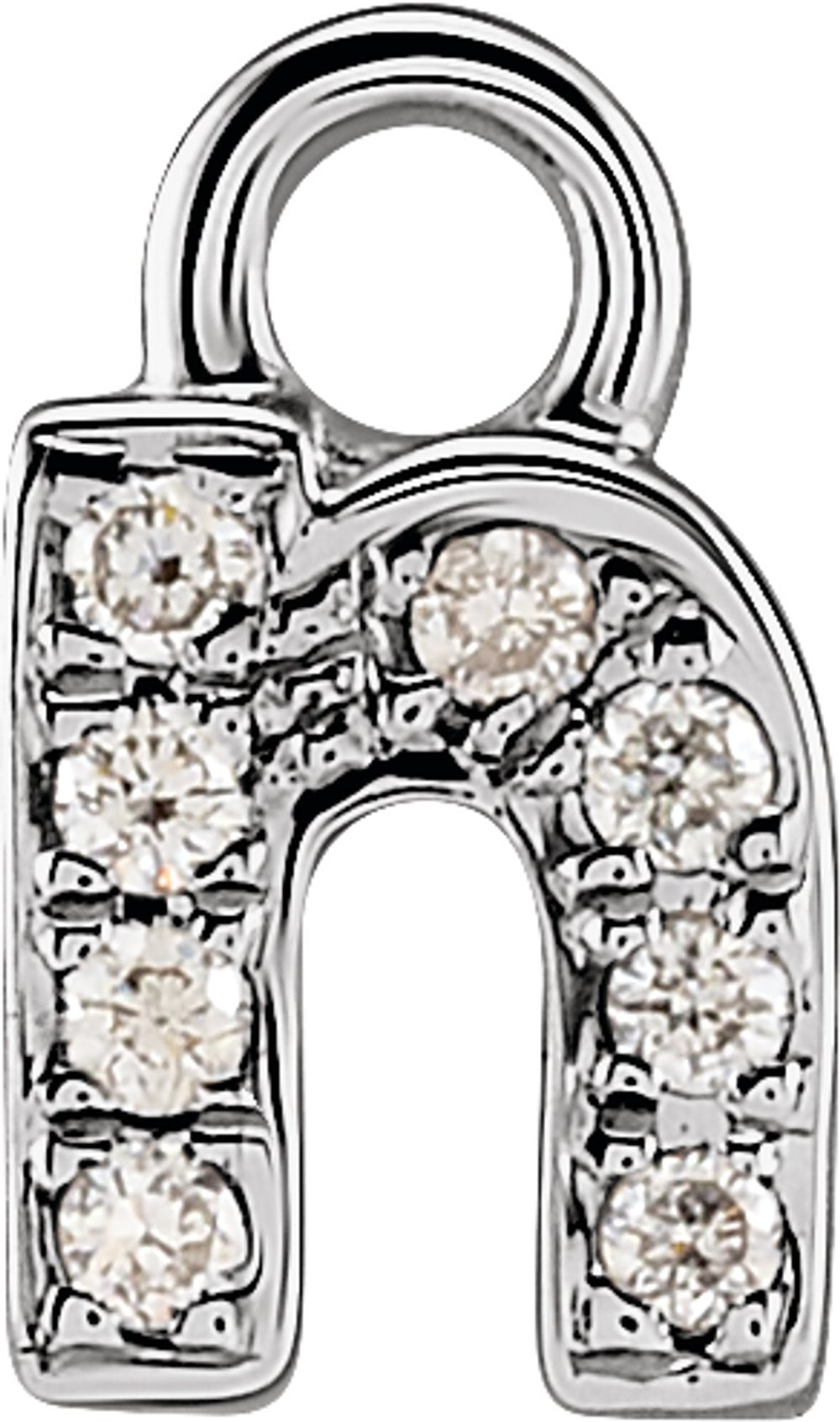 14K White Petite Pavé™ .02 CTW Natural Diamond Initial N Dangle