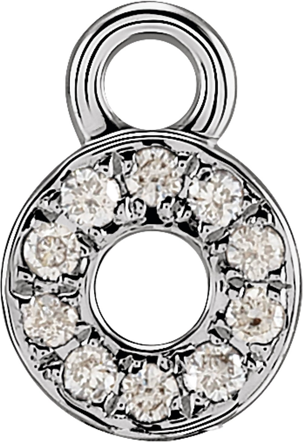 14K White Petite Pavé™ .025 CTW Natural Diamond Initial O Dangle