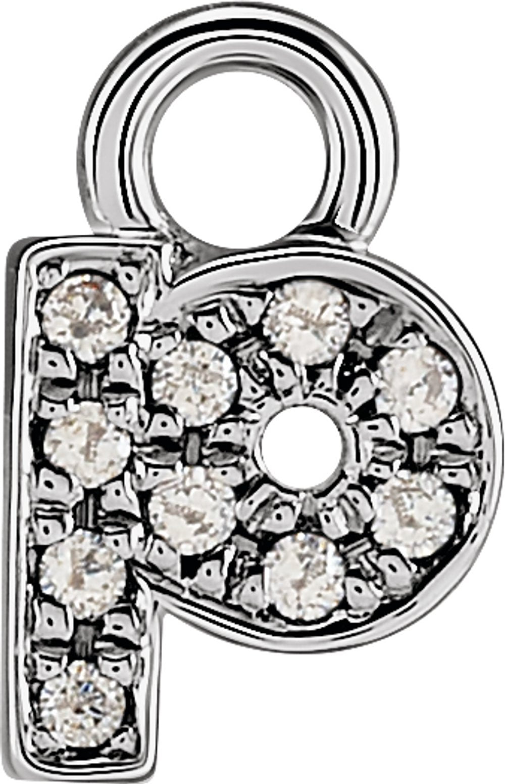 14K White Petite Pavé™ .025 CTW Natural Diamond Initial P Dangle