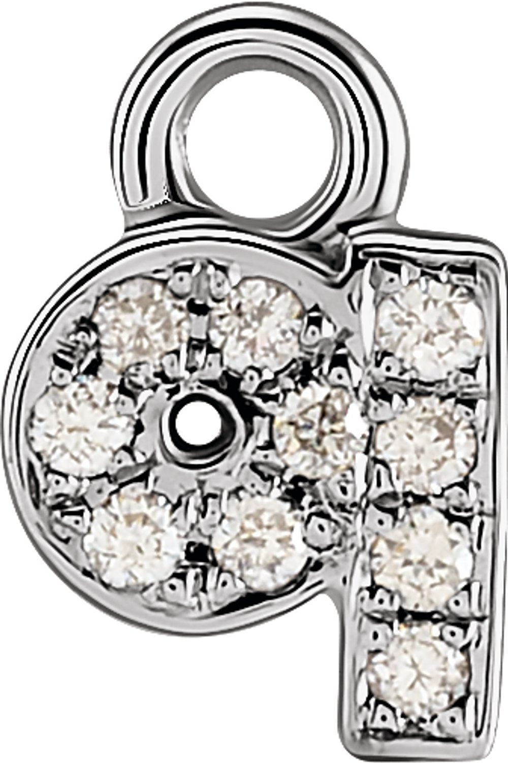 14K White Petite Pavé™ .025 CTW Natural Diamond Initial Q Dangle