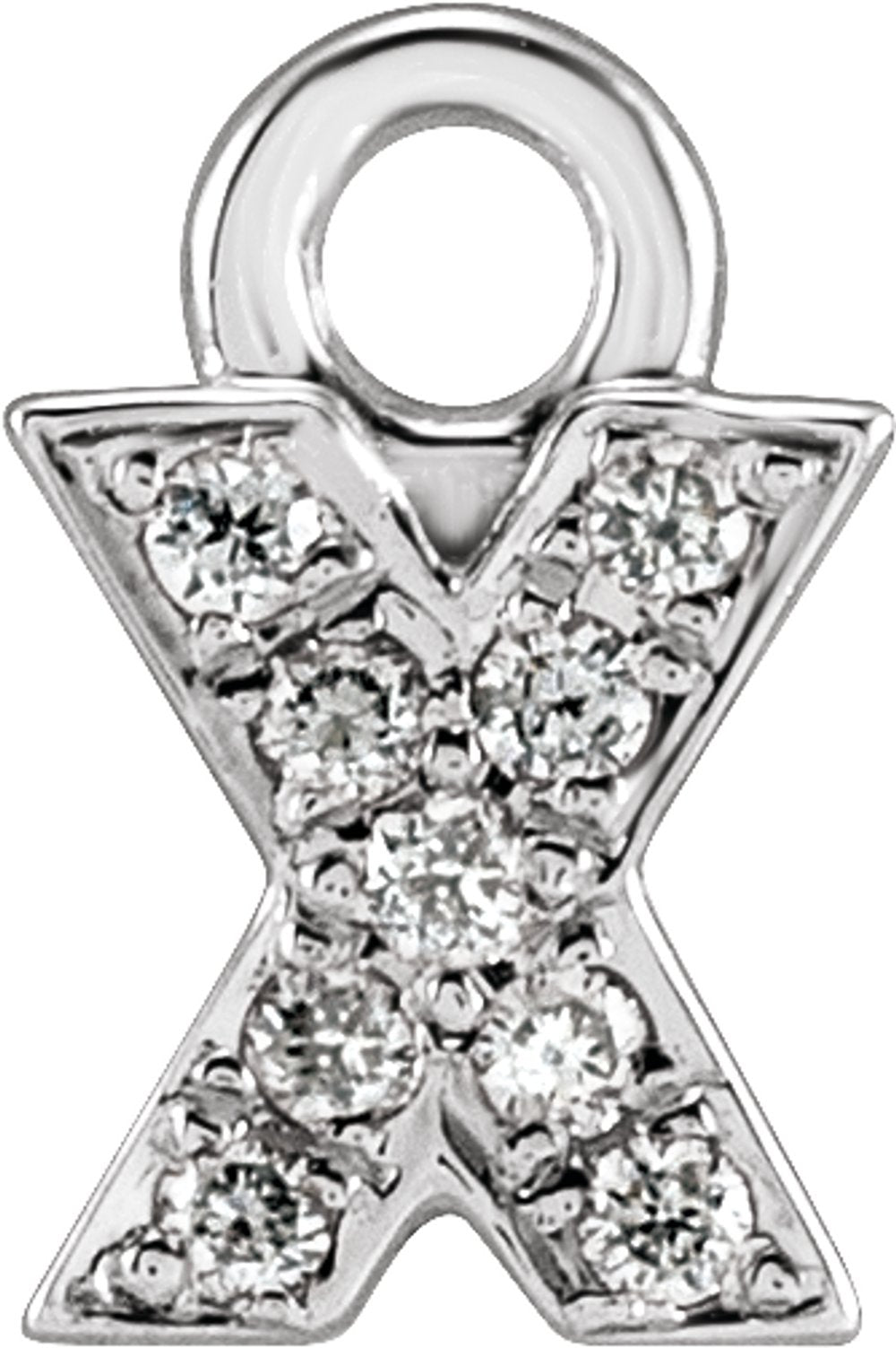 14K White Petite Pavé™ .02 CTW Natural Diamond Initial X Dangle