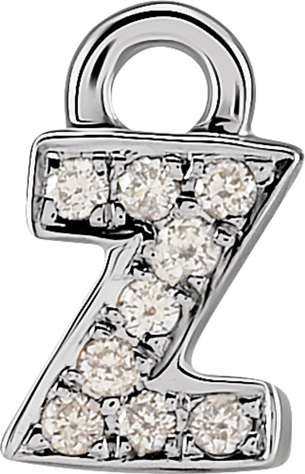 14K White Petite Pavé™ .02 CTW Natural Diamond Initial Z Dangle